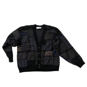 Maremma Wool Knit Cardigan Sweater V Neck Long Sleeves Black Multicolor Size 52